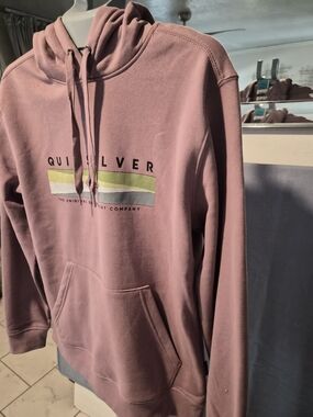 Quiksilver Men's Dusty Rose Hoodie with Striped Chest Graphic